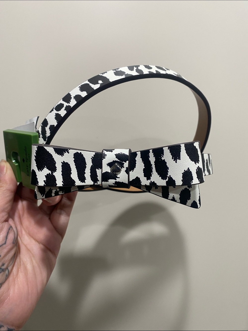 NEW kate spade leopard bow belt leather size medium